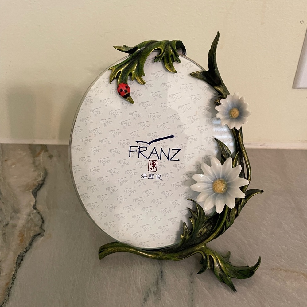 Franz Collection Porcelain Floral Ladybug  Picture Frame